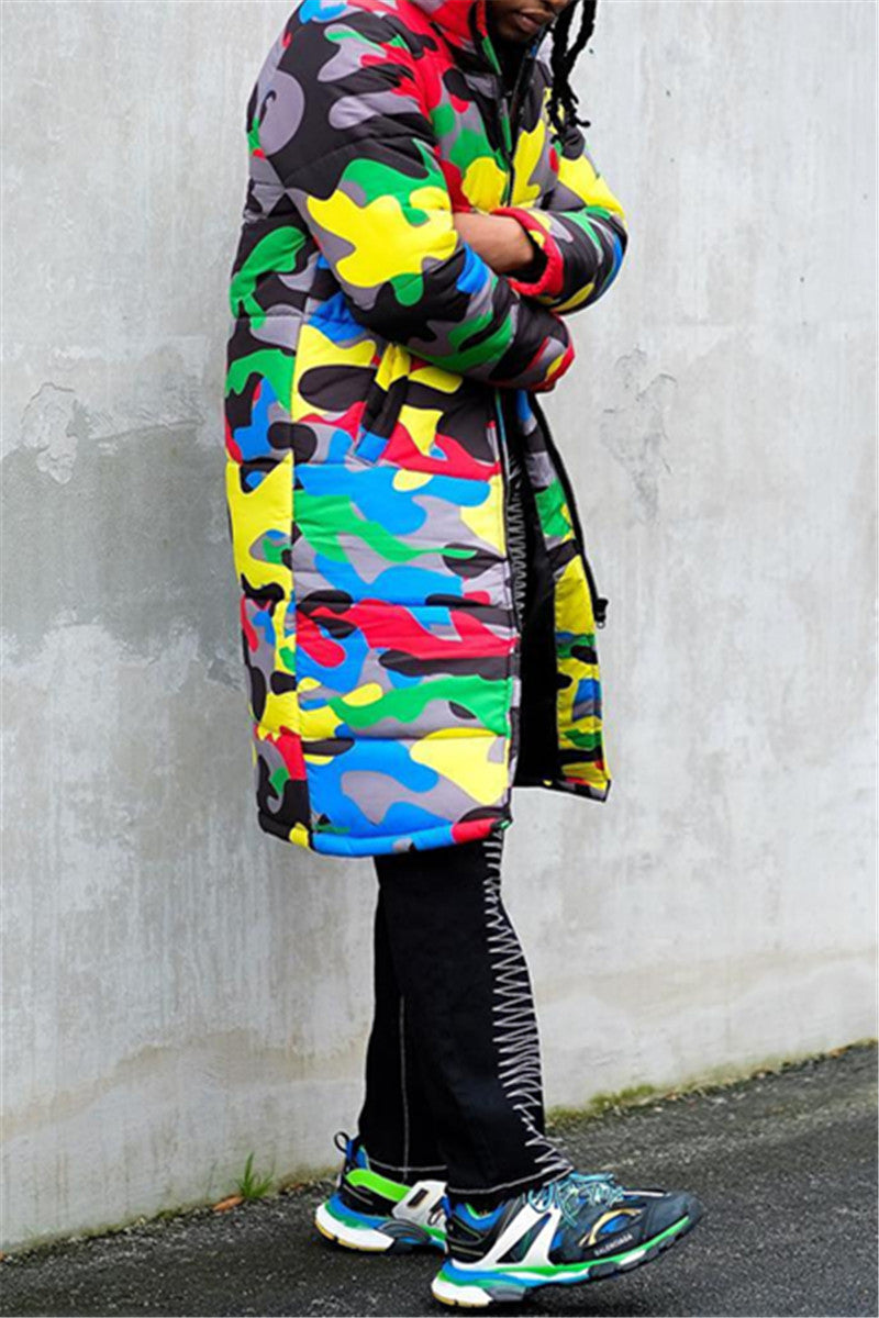 Camo Printed Hooded Puffer Coat