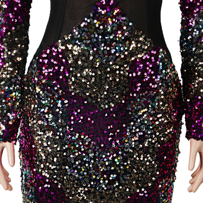 Hollow Out Sequin Party Dress