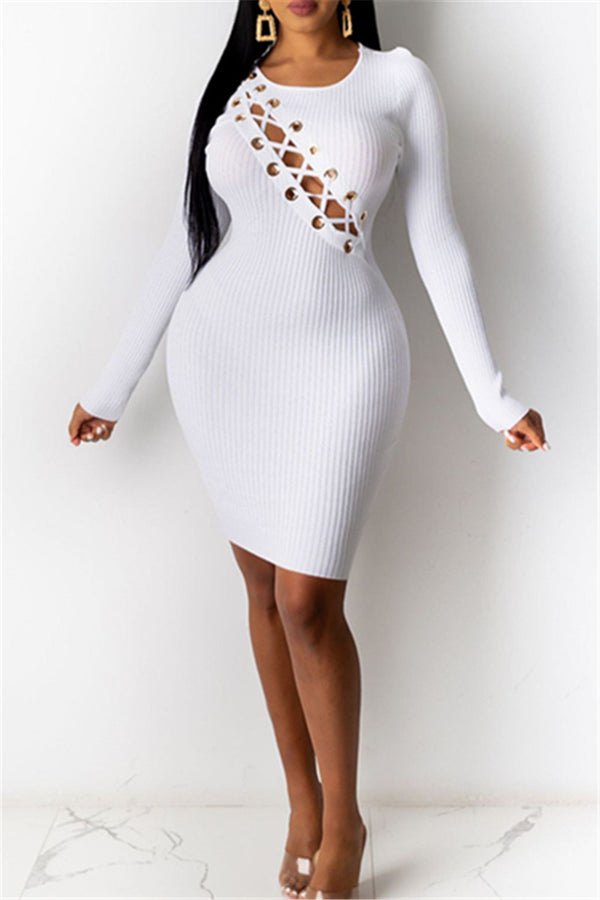 Solid Color Bandage Bodycon Dress