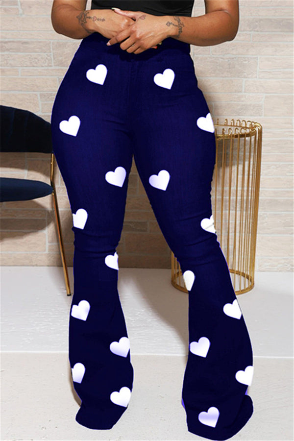 Heartshaped Printed Flare Pants