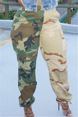 Color Splicing Camo Printed Pants