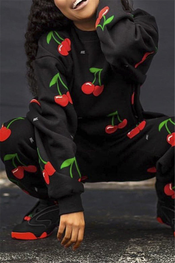 Casual Cherry Printed Womens Clothing