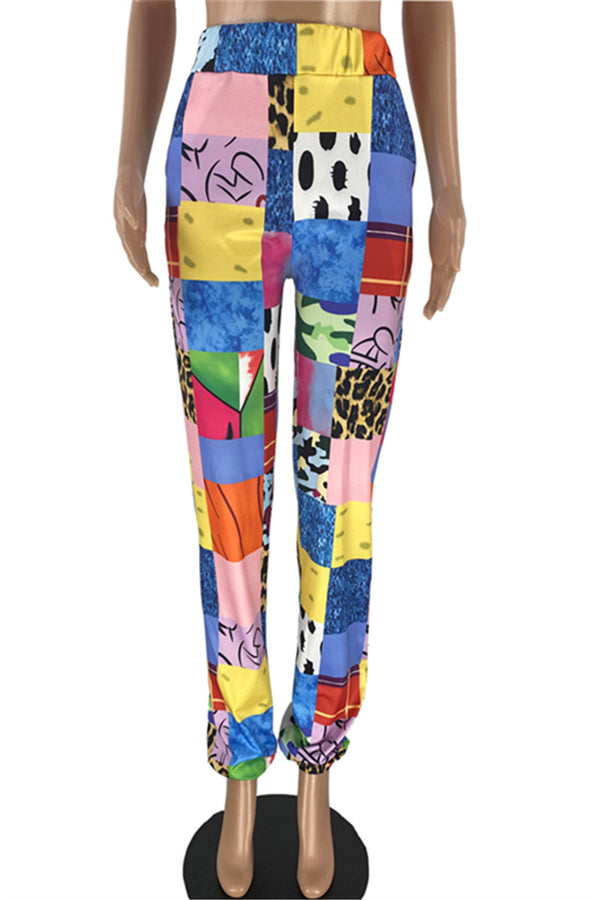 Casual Color Splicing Printed Pants