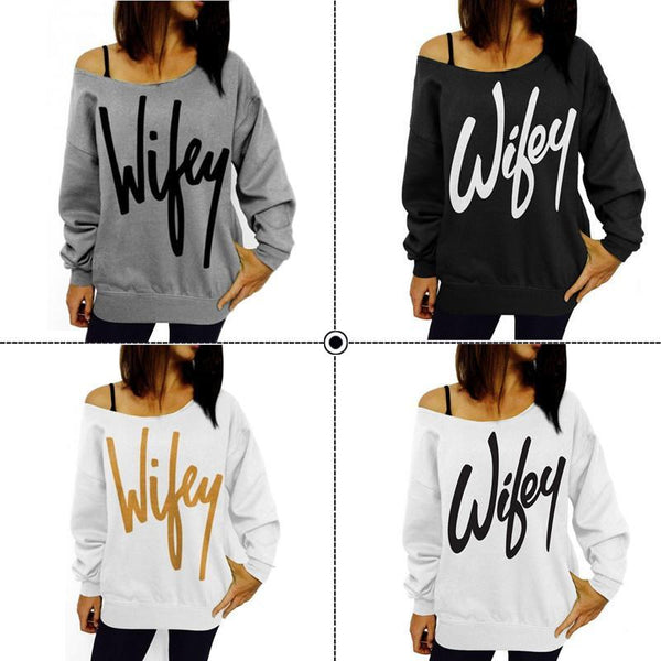 Boat Neck Wifey Sweatshirt - outyfit