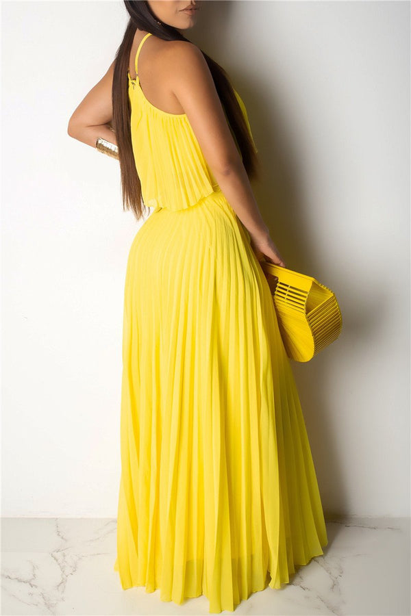 Solid Color Pleated Chiffon Sets