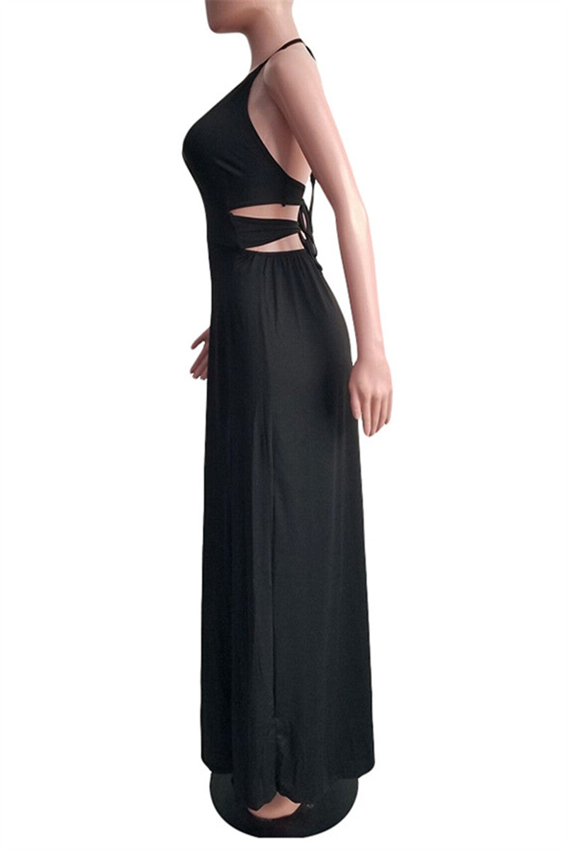 Hollow Out Bandage Maxi Dress