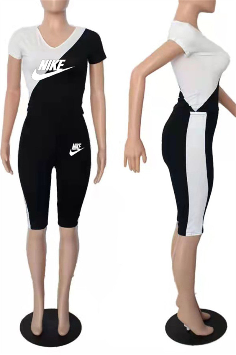 Letter Print Contrast Sports Two PC Sets