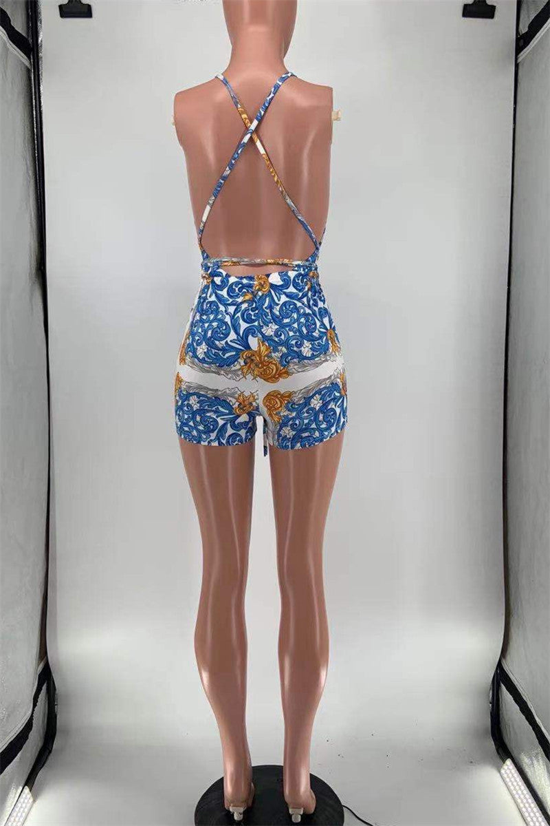 Printed One Piece Swimwear with Shorts and Cover Up Three Piece Sets