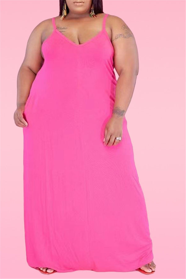 Plus Size XL-5XL Pocketed Casual Cami Maxi Dress