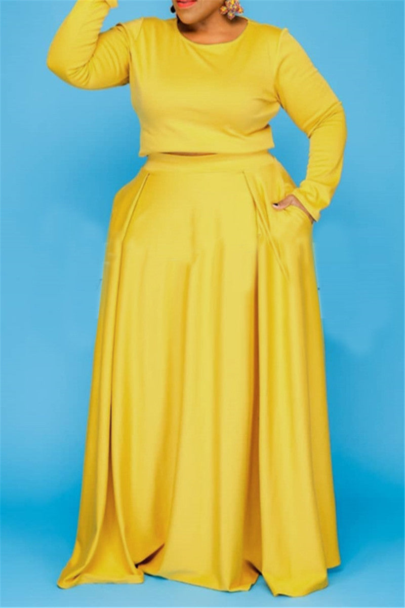 Plus Size XL-4XL Solid Color Ruched Waist Pocketed Maxi Dress