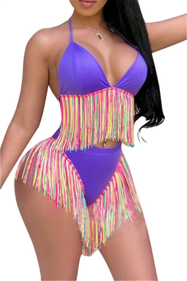Rainbow Tassel Bikini Swimwear Sets