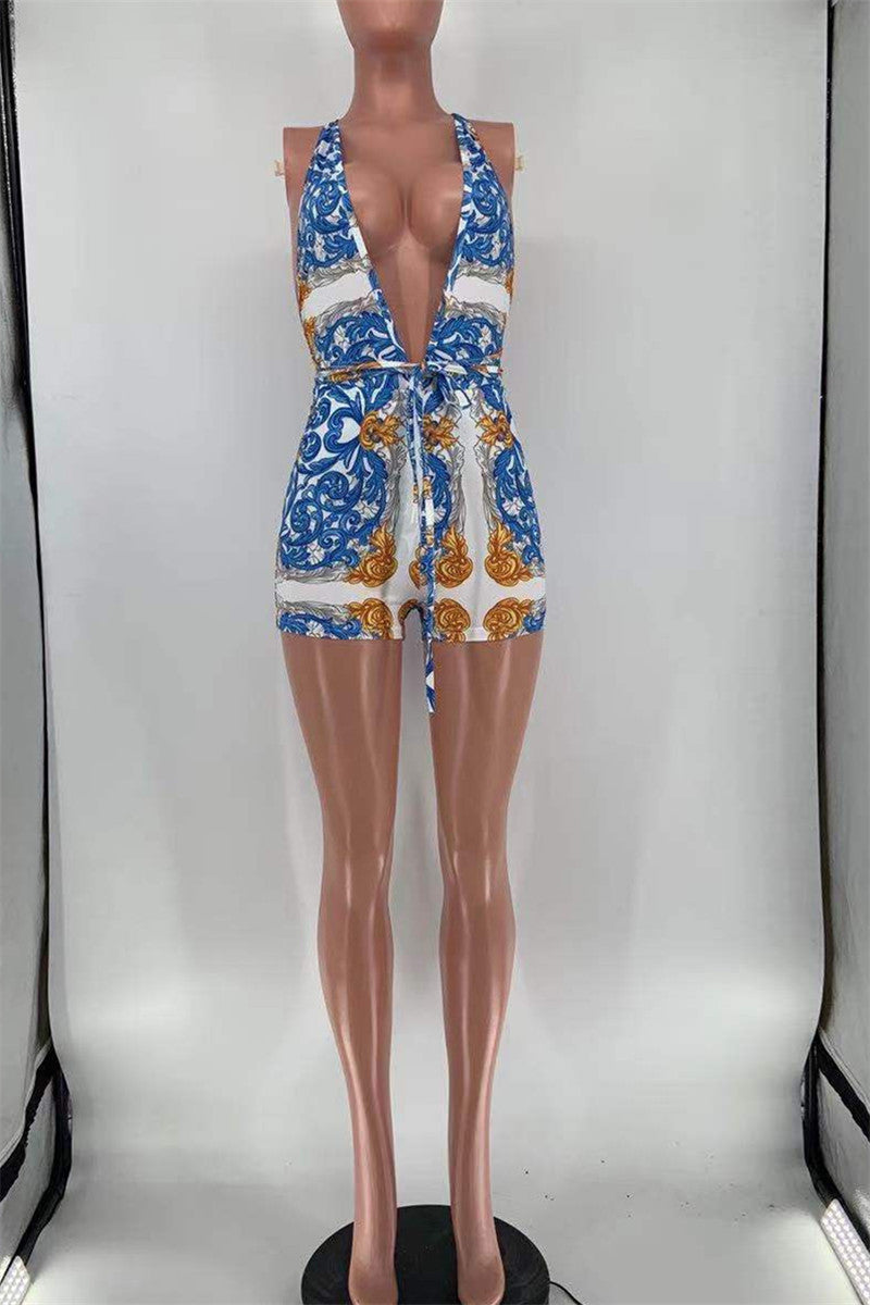 Printed One Piece Swimwear with Shorts and Cover Up Three Piece Sets