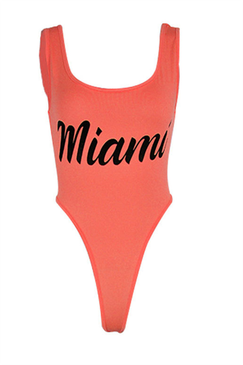 Plus Size S-5XL Letters Printed One Piece Swimwear