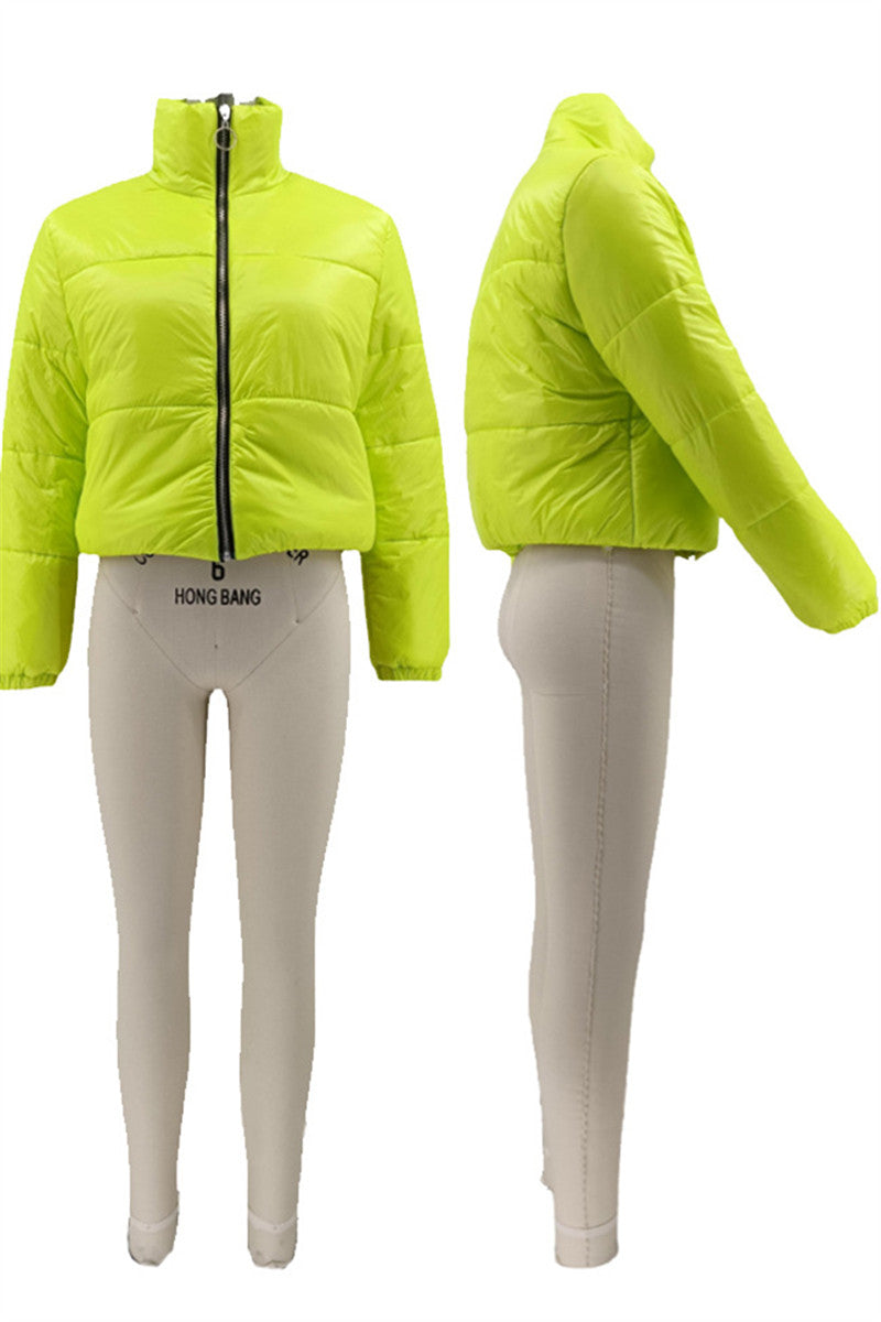 Solid Color Zipper Warm Down Jacket