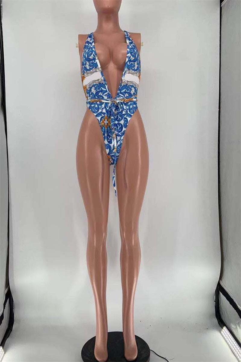Printed One Piece Swimwear with Shorts and Cover Up Three Piece Sets