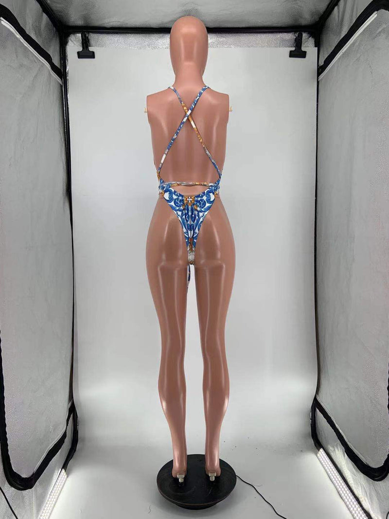 Printed One Piece Swimwear with Shorts and Cover Up Three Piece Sets