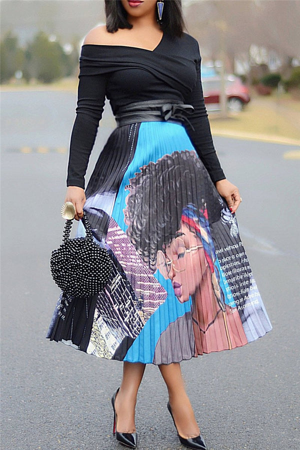 Printed Pleated Fashion Skirt