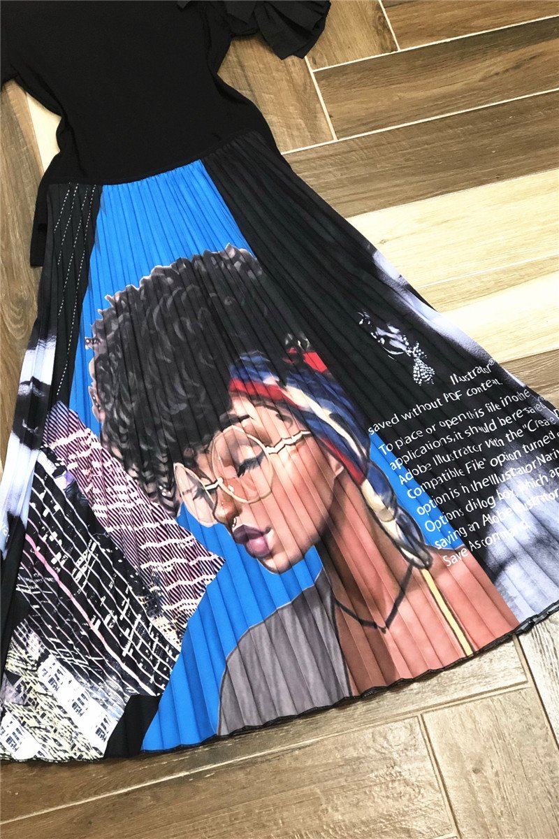 Printed Pleated Fashion Skirt