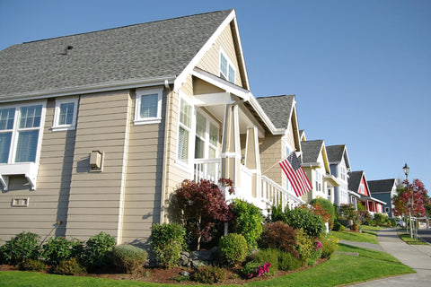 house with an american flag