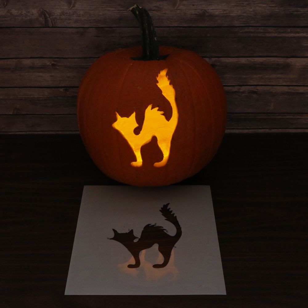 Black Cat Stencil For Pumpkin Carving