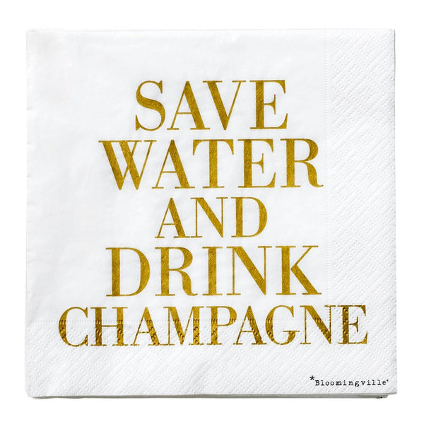 "Save Water And Champagne" Hvid/Guld – plint.dk