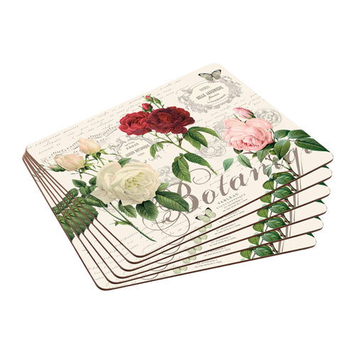 Cork Backed Placemats Set Of 6 Garden Rose Anvil Home