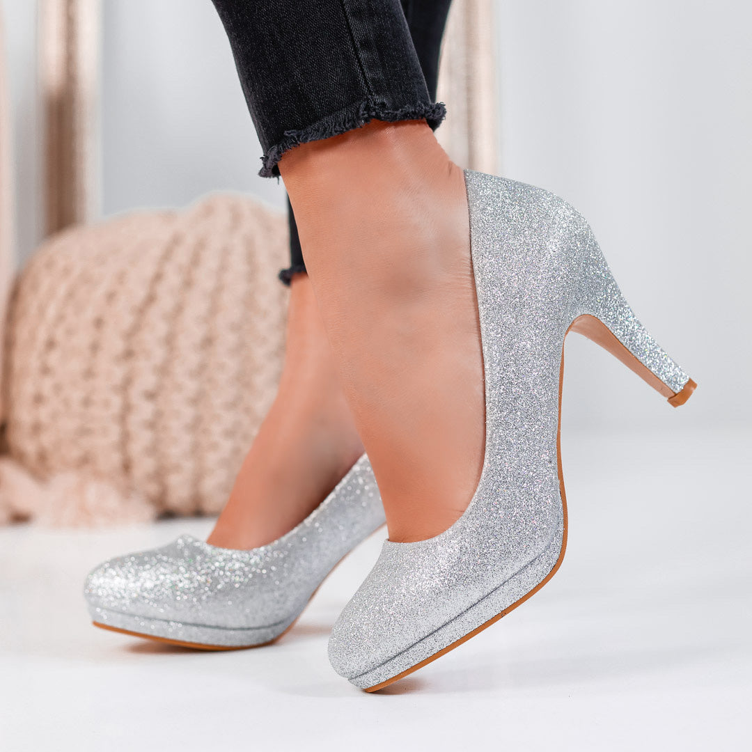 Pantofi Dama Cu Toc Dorotea - Silver