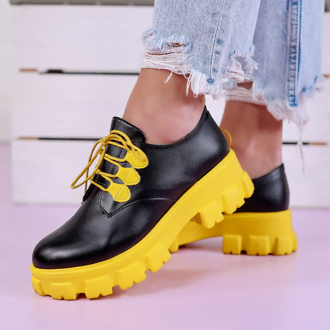 Pantofi Casual Carola - Black/yellow
