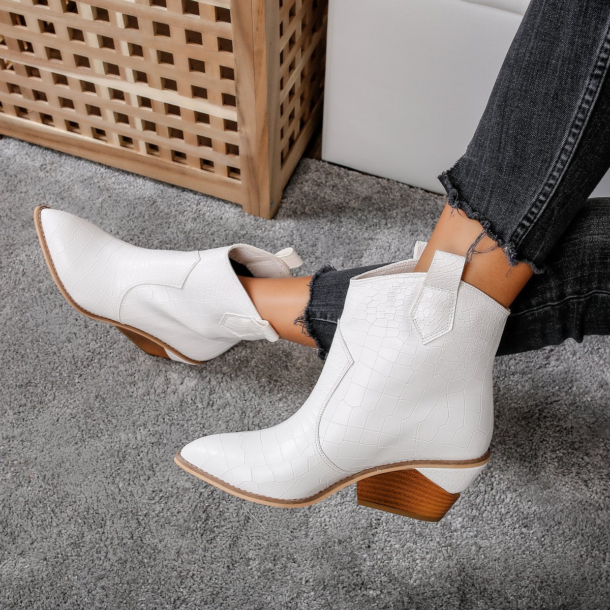 Botine Dama Silke - White