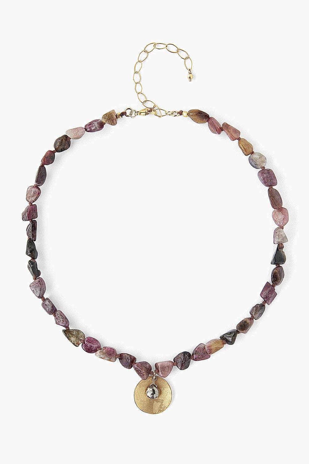 Tourmaline Coin Pendant Necklace Tourmaline Coin Pendant Necklace