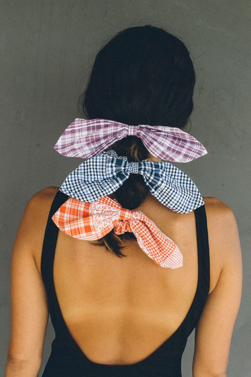 Set of Two Dusty Orange Patchwork Scrunchies