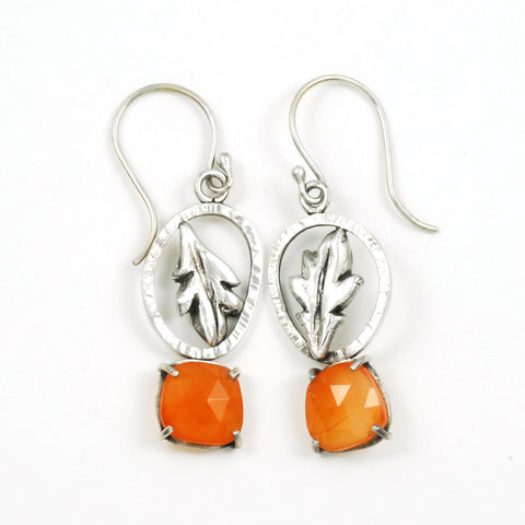 Vickie Hallmark | Coleus Earrings | carnelian, Argentium sterling silver, fine silver