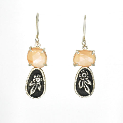 Vickie Hallmark | Peach Blossom earrings | peach moonstones, Argentium and fine silver