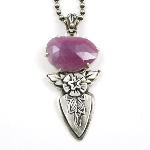 pink sapphire shield pendant by Vickie Hallmark