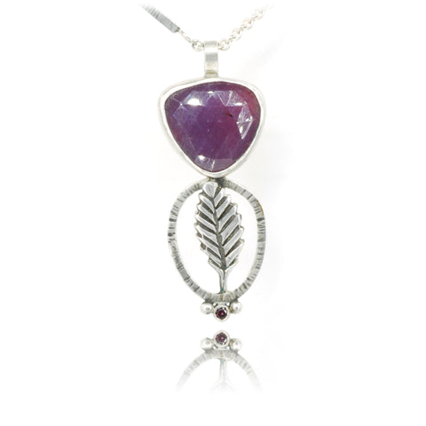 Vickie Hallmark | Purple Leaf Pendant | purple sapphire, Argentium sterling silver, fine silver