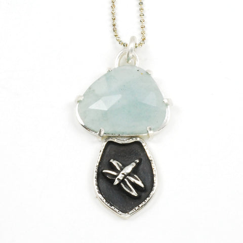 prong set aquamarine dragonfly pendant by Vickie Hallmark