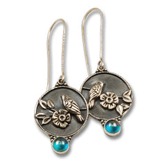 Vickie Hallmark | Blue Moon Earrings | Argentium sterling silver, fine silver, rainbow topaz