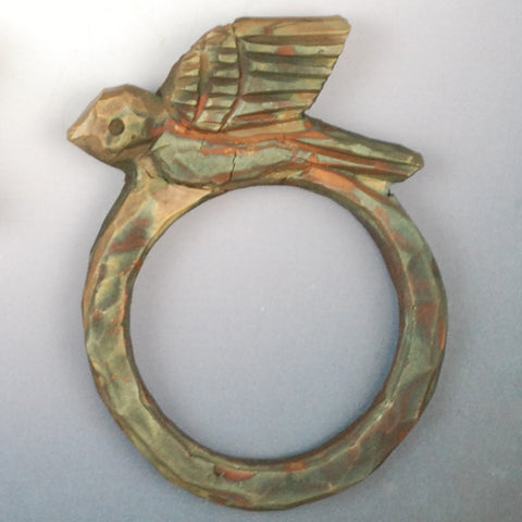 Vickie Hallmark | Bird Ring | carved bronze