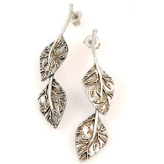 Vickie Hallmark | Double Leaf Earrings | sterling silver