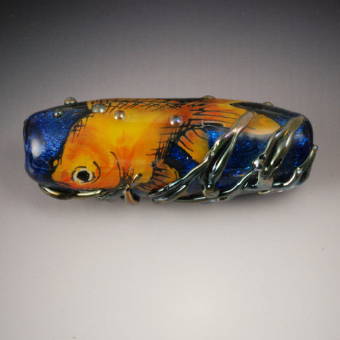 Vickie Hallmark | Koi Bead | flame worked glass, dichroic, vitreous enamel