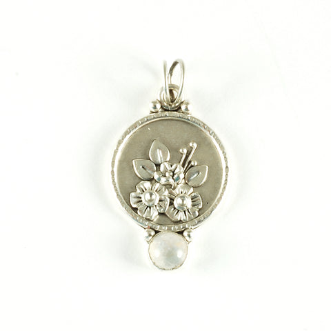 flower pendant - class sample from Vickie Hallmark jewelry workshop