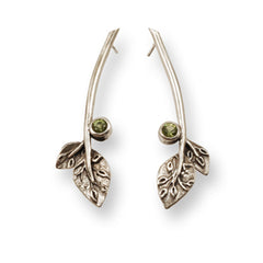 Vickie Hallmark | Peridot Leaf Earrings | sterling silver, peridot