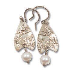 Vickie Hallmark | Swallow Earrings | sterling silver and pearl