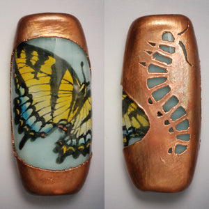 Vickie Hallmark | Swallowtail | flame worked glass, electroformed copper