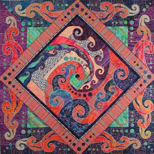Vickie Hallmark | Tailspin | art quilt, collection of the Texas Quilt Museum