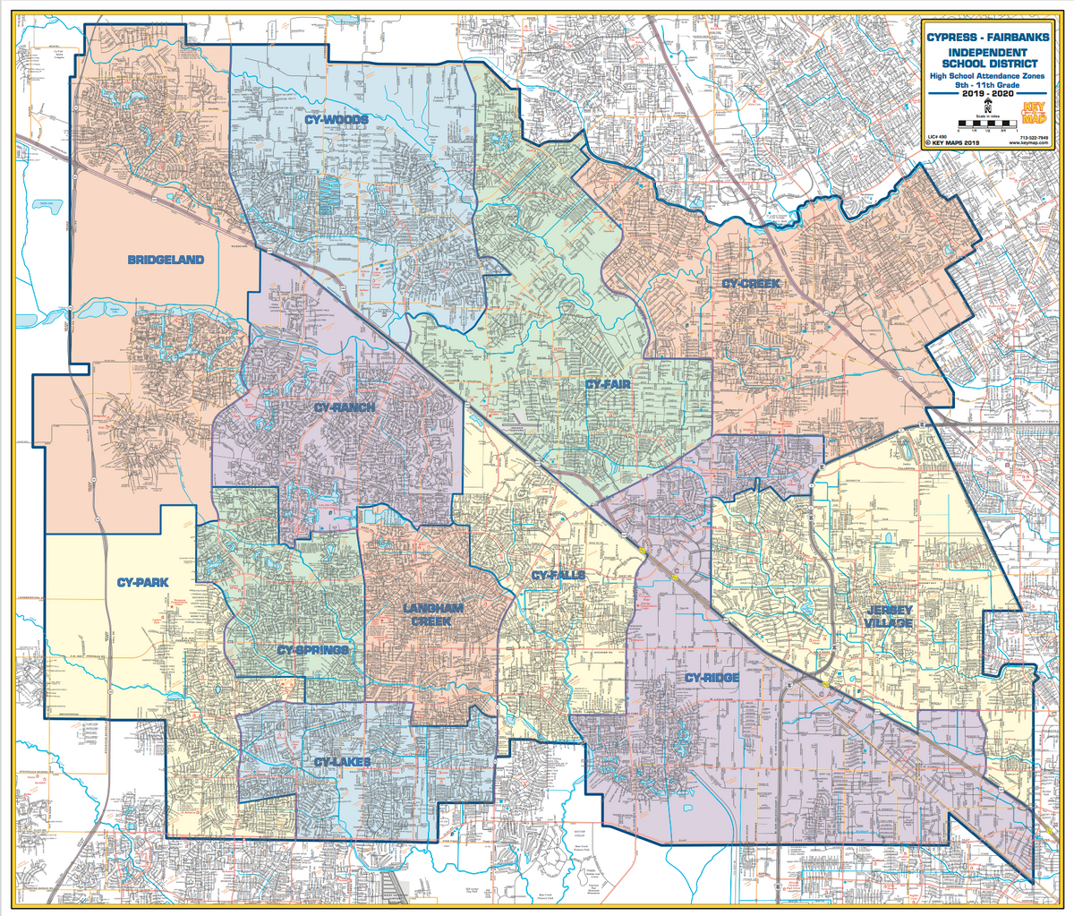 CyFair ISD Wall Map 2020/2021 Houston Map Company