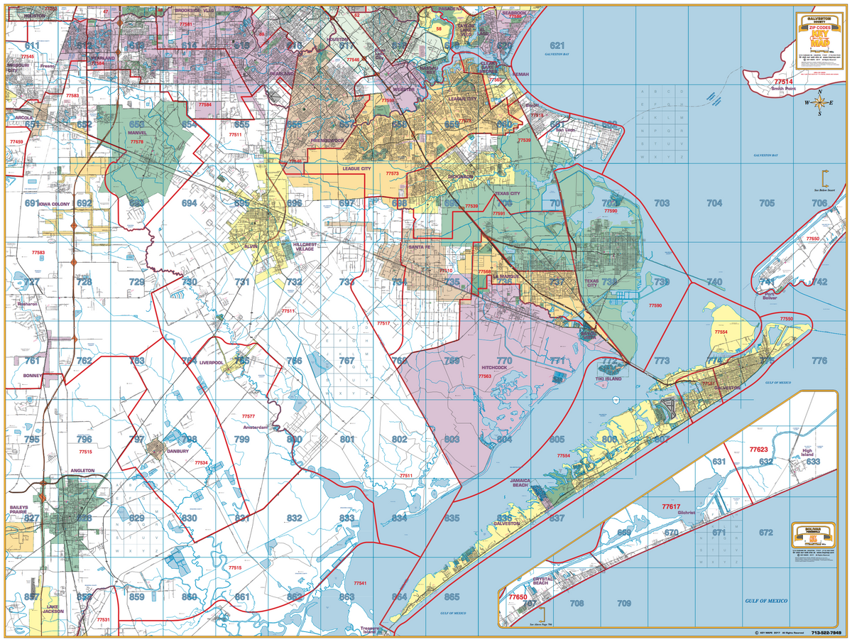 Galveston County Wall Map Houston Map Company