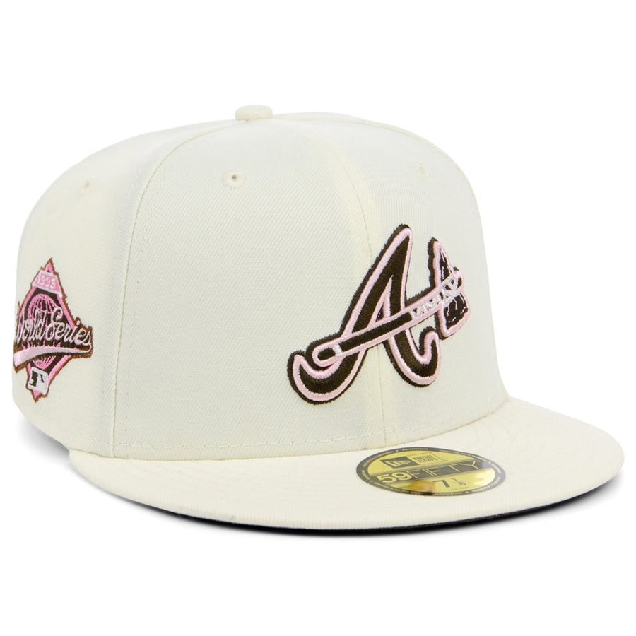 cream braves fitted hat