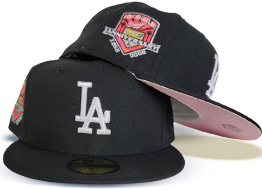 black and pink la fitted hat