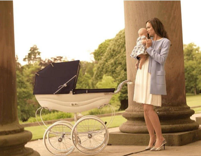 cream silver cross pram